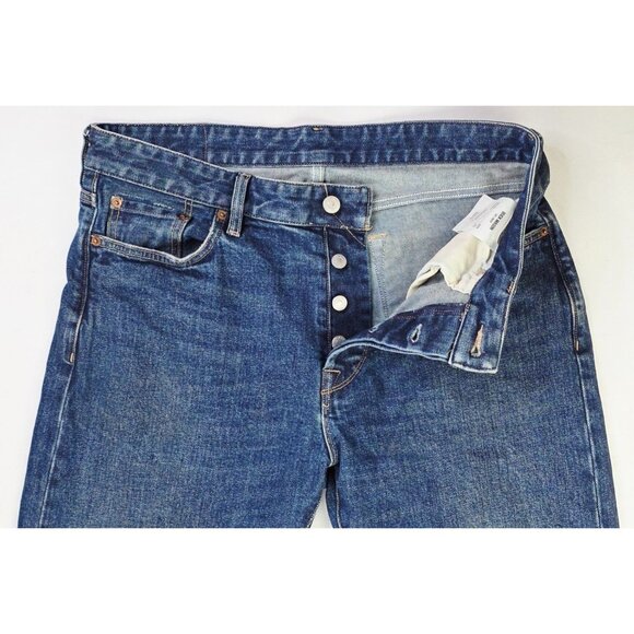 Buck Mason Size 34x34 Maverick Slim Button Fly Blue Double Dipped Denim Jeans - Picture 7 of 13